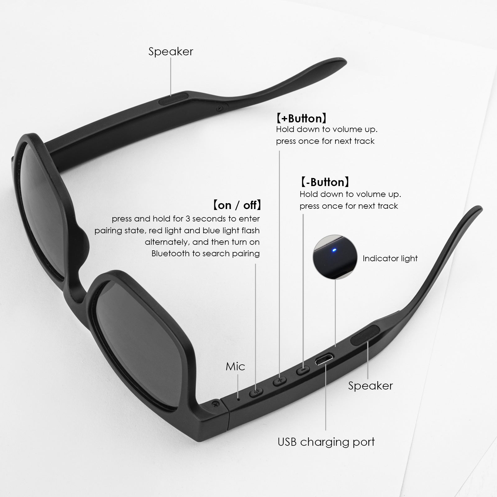 Polarized Music Sun Glasses Earphone