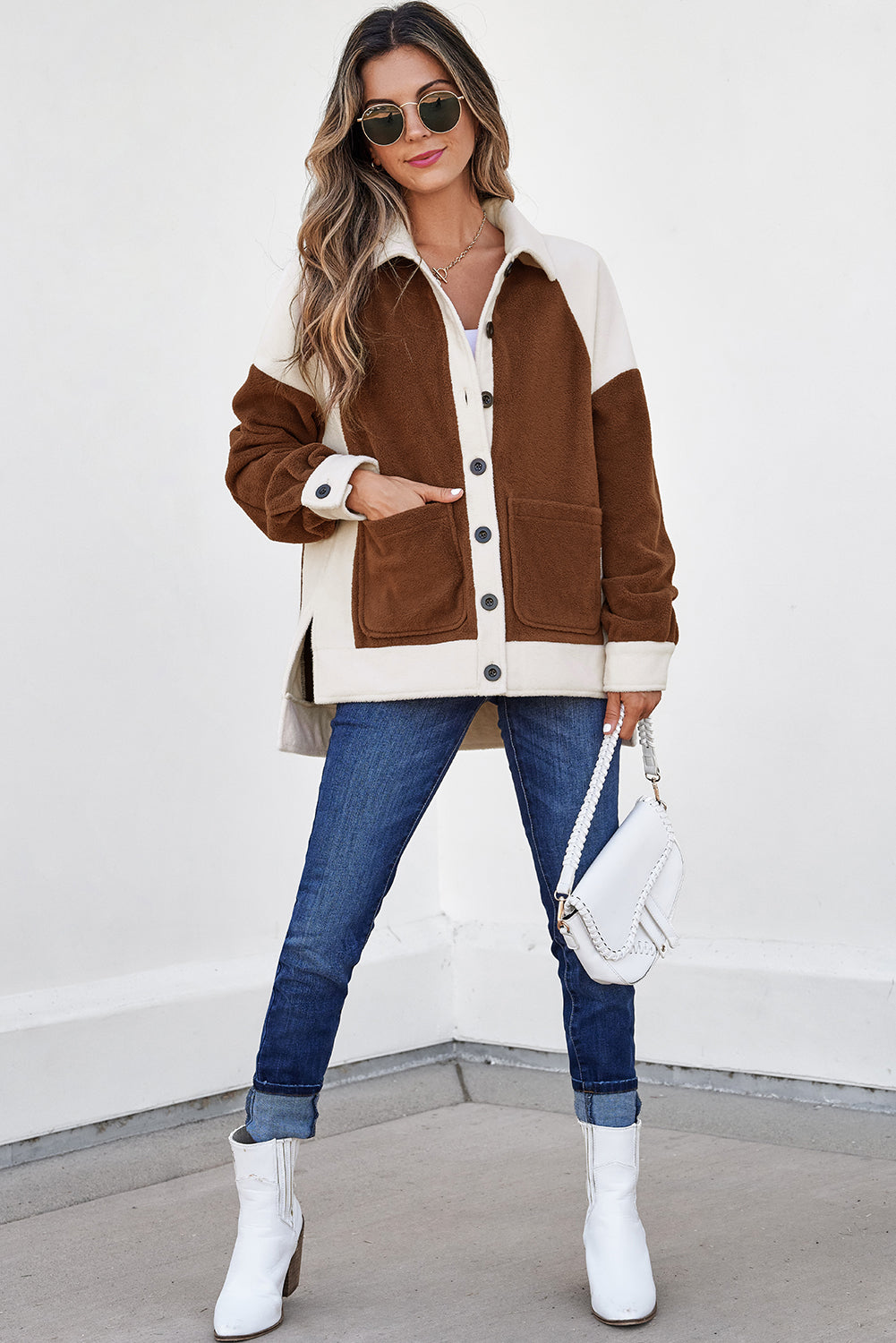 Alia Patchwork Down Fleece Shacket
