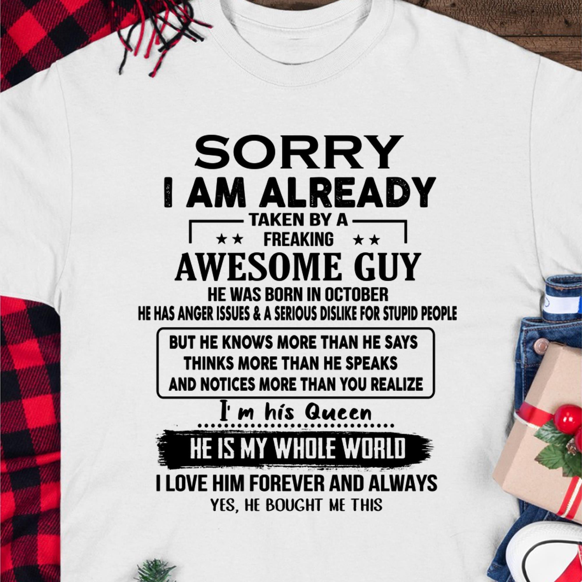October - Awesome Guy - Perfect gift for your girlfriend or wife  From Husband - NGHL10 (SKUT08-11-10)