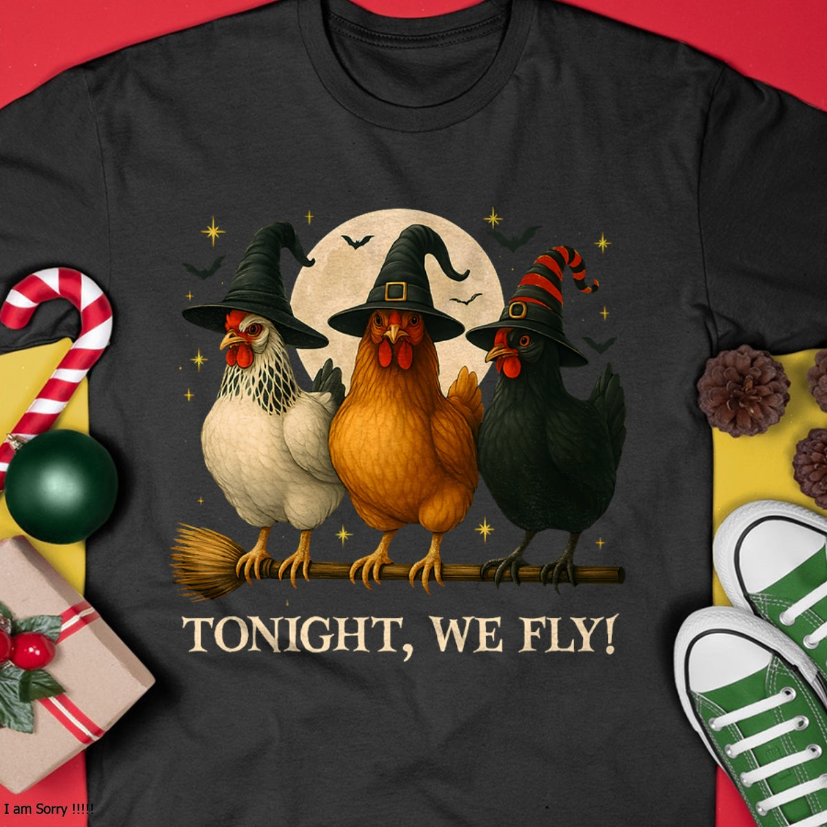 Funny Chicken Halloween Costume Tonight We Fly Spooky Season T-Shirt - Halloween Unisex T-Shirt/Hoodie - NGHL00