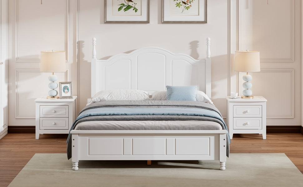 Full Size Wood Platform Bed Frame,Retro Style Platform