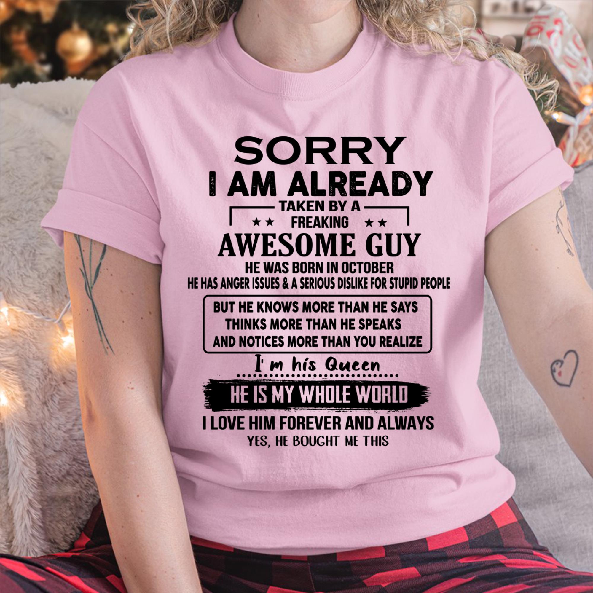 October - Awesome Guy - Perfect gift for your girlfriend or wife  From Husband - NGHL10 (SKUT08-11-10)