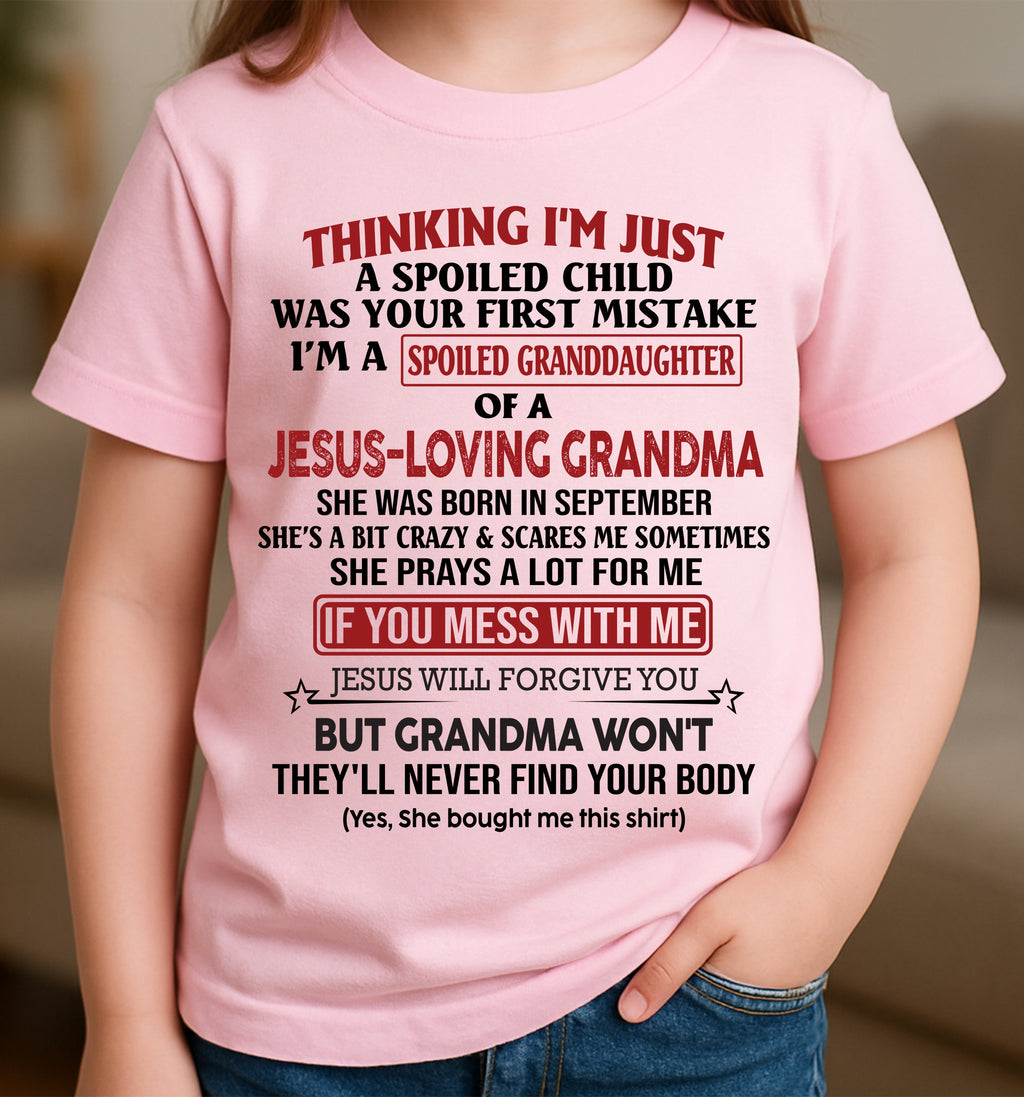 Christian Girl Shirt – Spoiled by Grandma September Edition – From Grandma to Granddaughter NGHL09 (SKU07-181-09)
