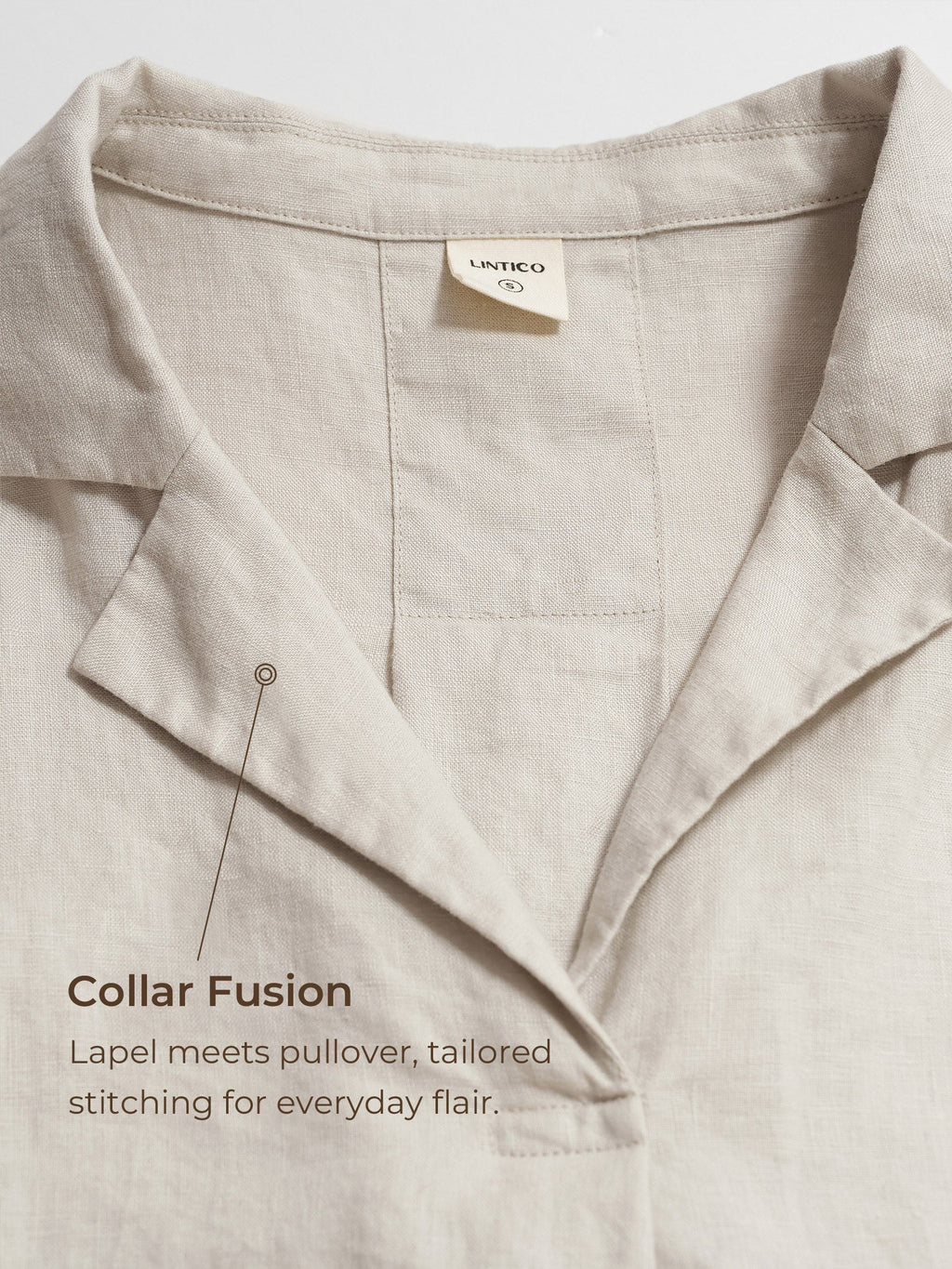 100% Linen Blazer-Inspired Pullover Top DINA