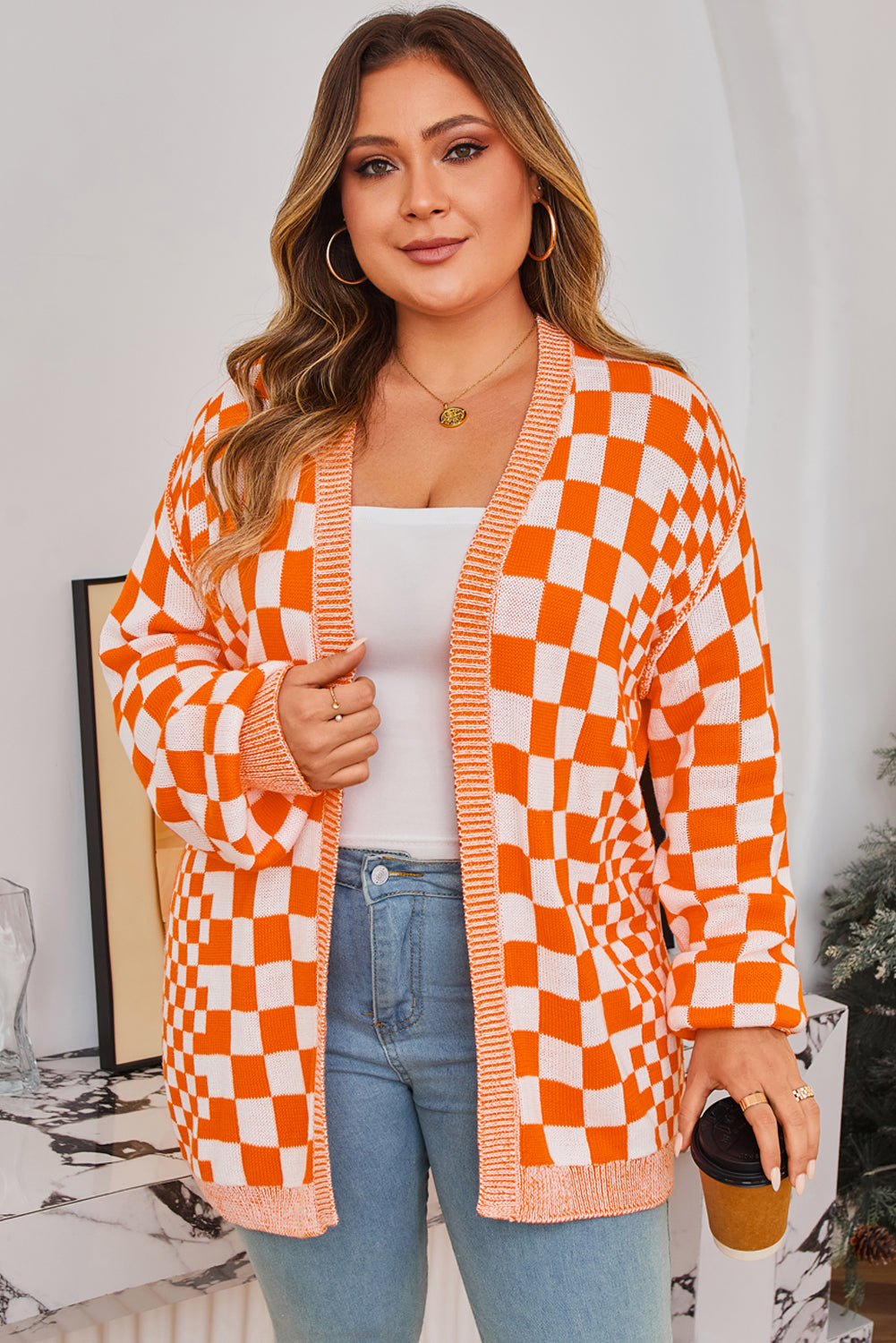 Rosalyn Drop Shoulder Open PLUS Cardigan