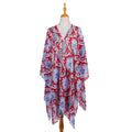 Platform Ethnic Rattan Floral Print Chiffon Sun Protection Cardigan Swimsuit Blouse