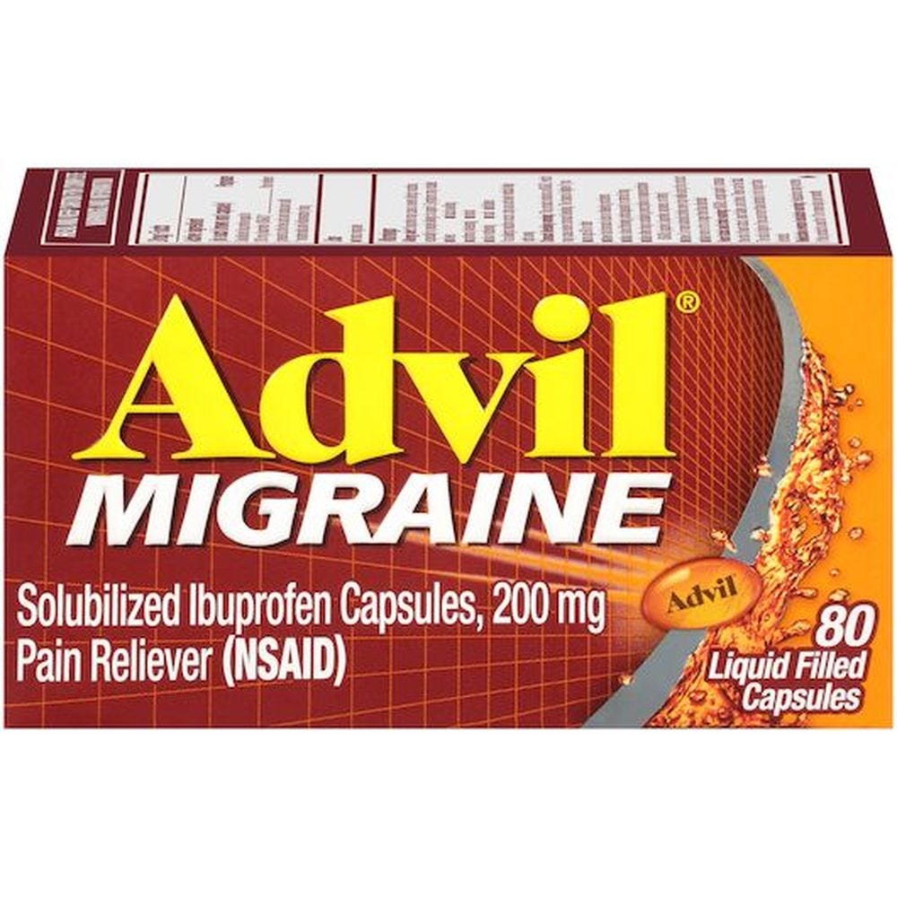 Advil Migraine Pain Reliever 200 Mg Liquid- Filled Capsules 80 Ct