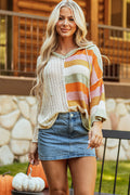 Harper Oversized Colorblock V Neck Hooded Sweater