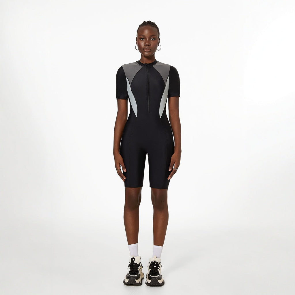 One Piece Zipper Sports Swimsuit Women Long Sleeve Surfing Swimsuit Surfing Boxer Dive Skin Snorkeling
