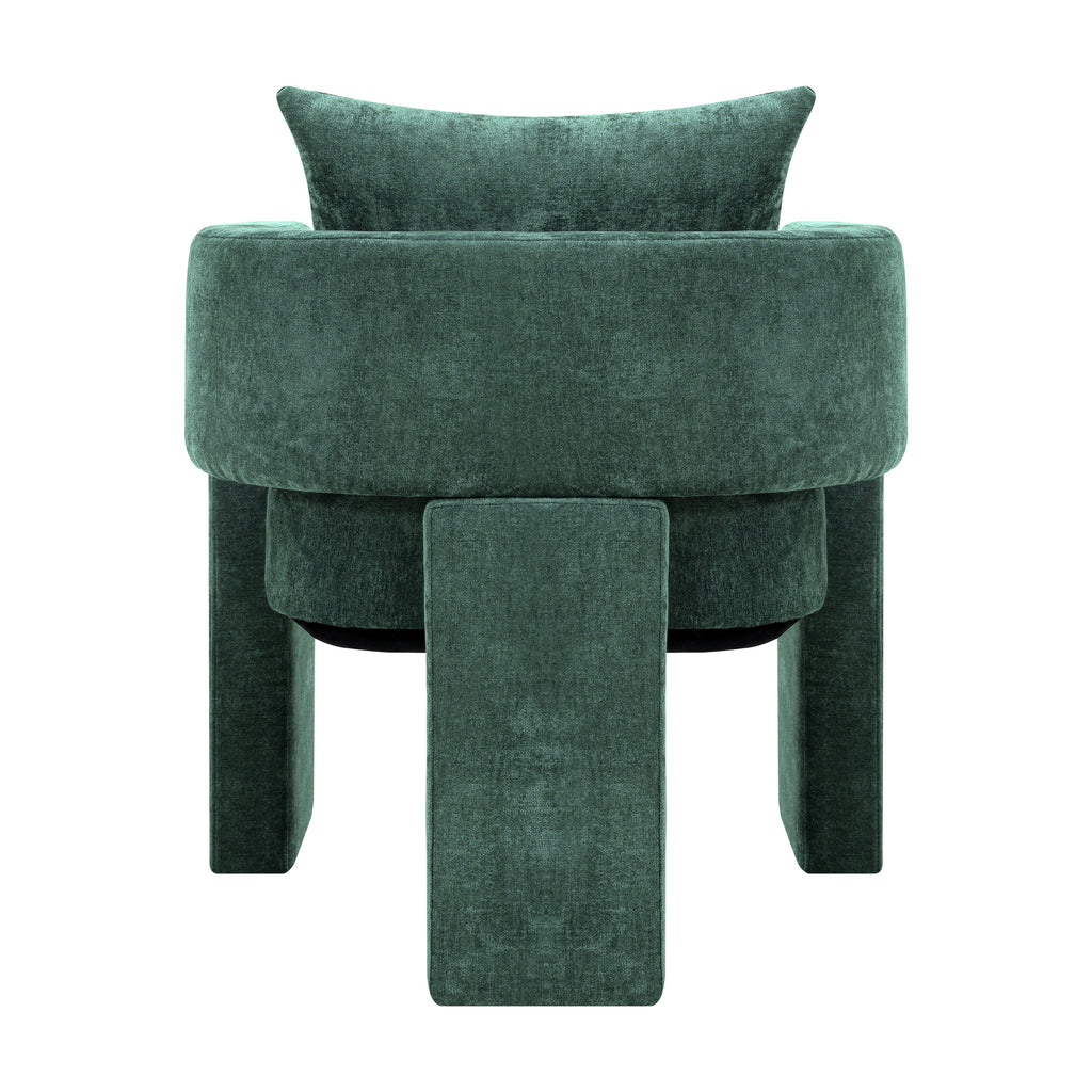 Modern 3-Leg Chenille Accent Chair with Ergonomic Arms & Removable Pillow