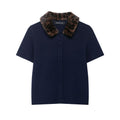 Women Animal Print Neckline Knitted Coat