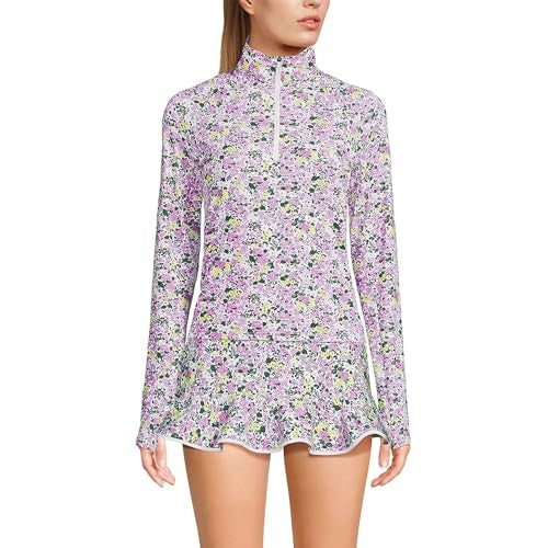 Lands End Womens Long Sleeve Quarter Zip UPF 50 Rash Guard X-Small