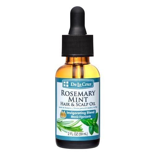 De La Cruz Rosemary Mint Oil, Natural Nourishing Hair And Scalp Blend, Enriched With Castor Oil, 2 FL OZ