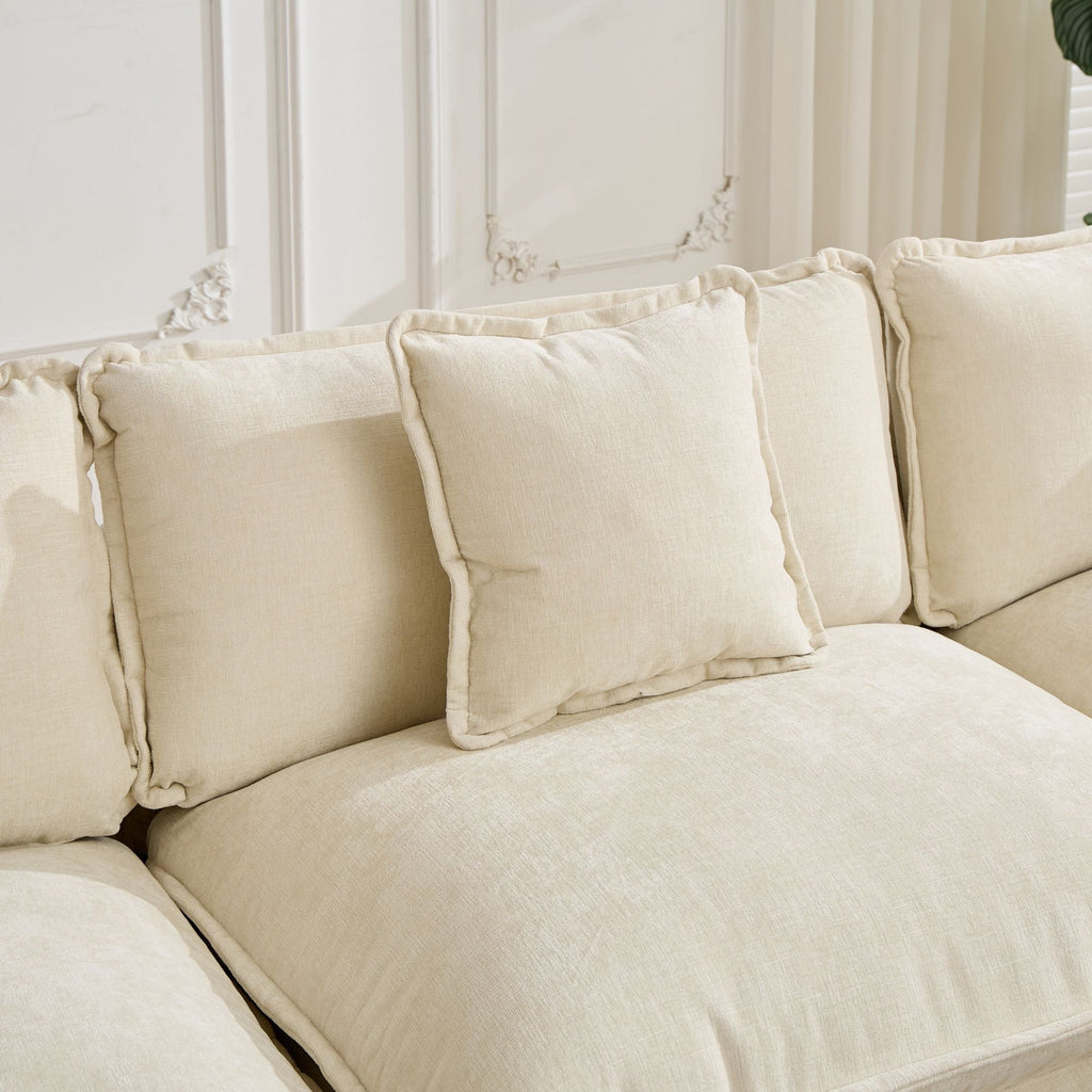 Cloud 4 Seats Sofa (Ottoman is not included) with Chenille Fabric in Beige