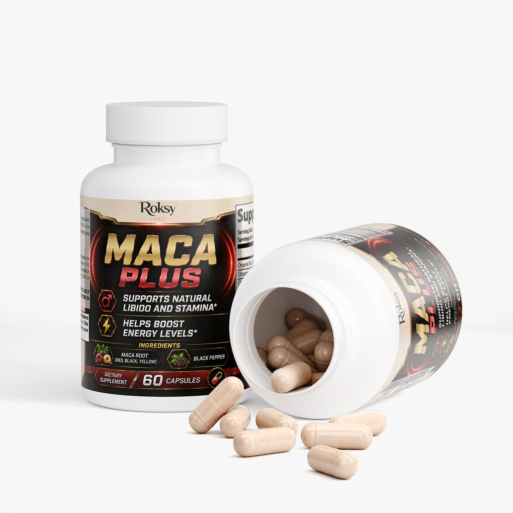 Maca Root Supplement | Maca Plus Libido Stamina and Energy | Organic Red Black Yellow | 60 Capsules