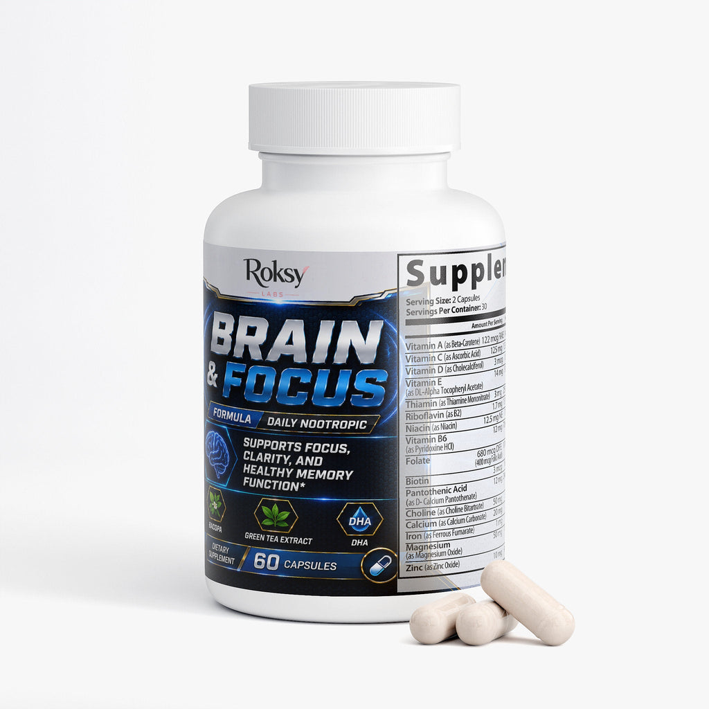 Brain & Focus Nootropic Supplement for Clarity 60ct– Support for Memory & Energy