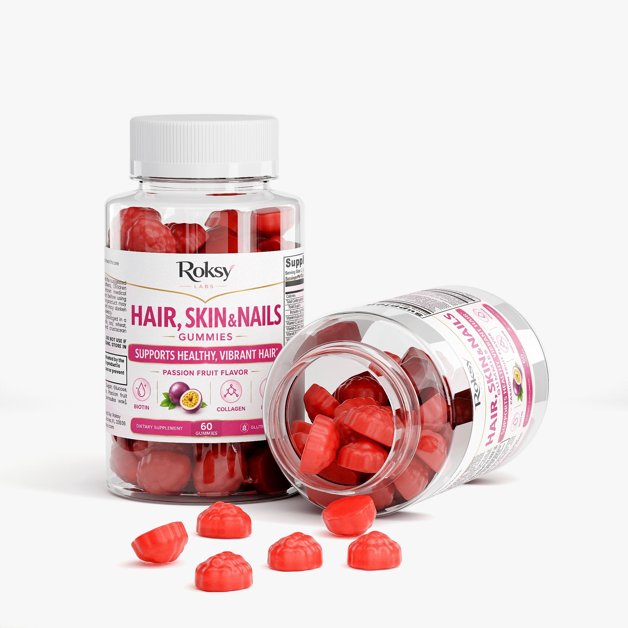 Premium Hair Skin & Nails Gummies - Collagen Supplements for Skin Health with Biotin 60ct