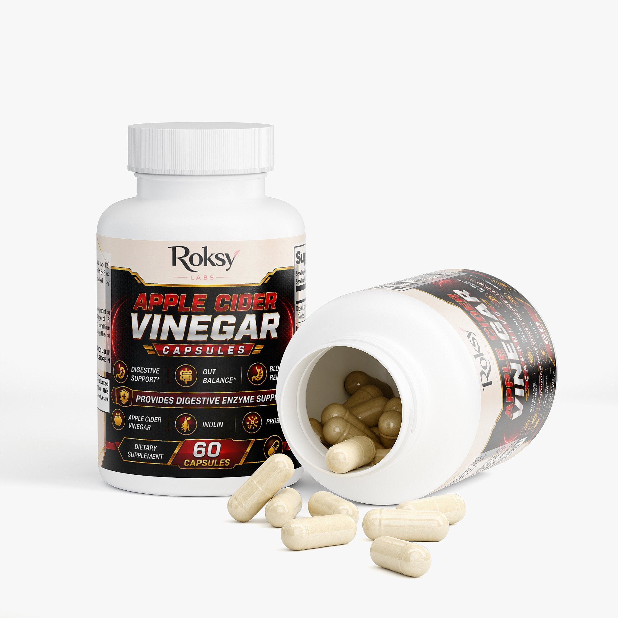Apple Cider Vinegar Capsules for Weight Loss | ACV Pills with Probiotics & Enzymes | 60ct