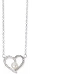 Rh Macy Cubic Zirconia and Imitation Pearl Heart Pendant Necklace