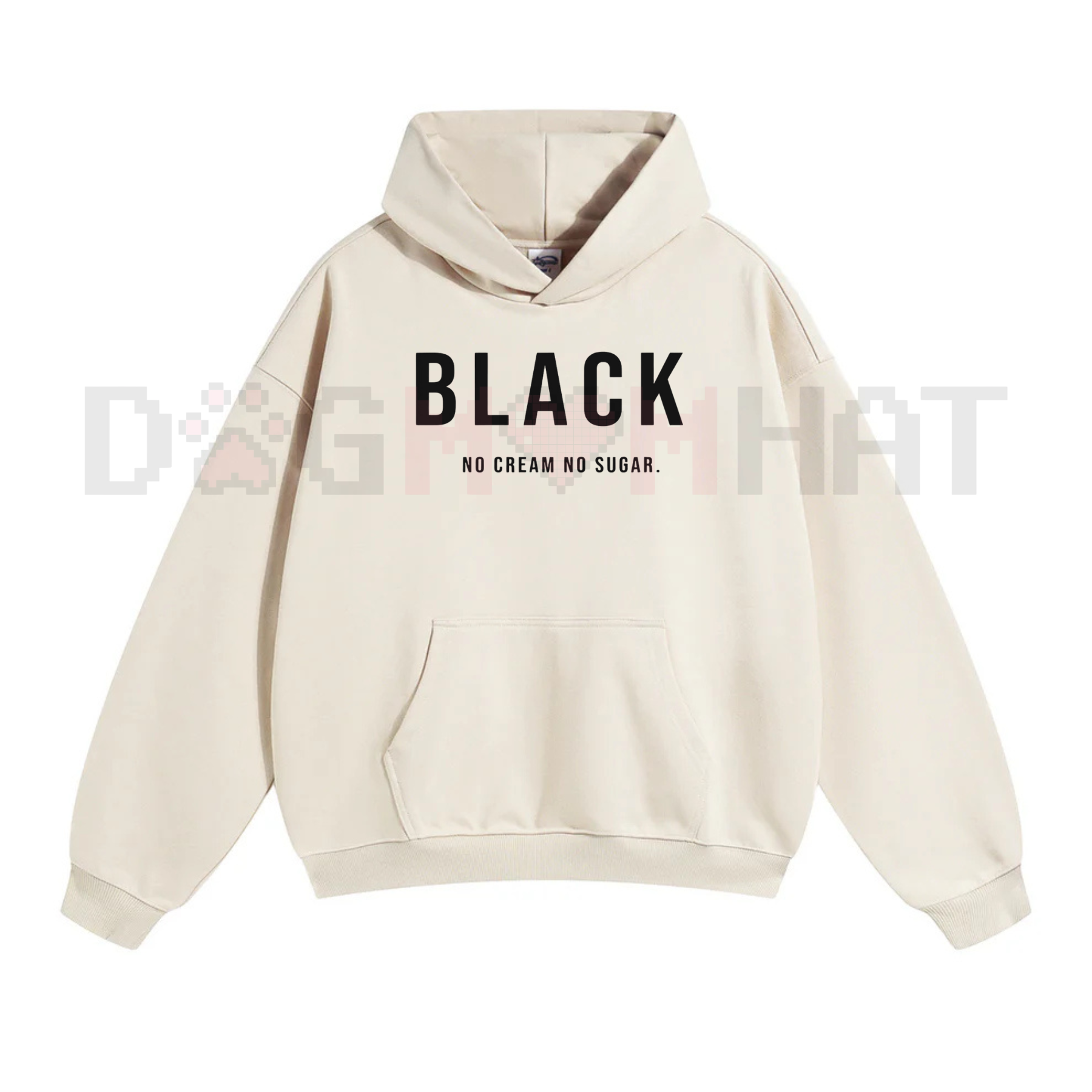Black "No Cream, No Sugar" Hoodie – Coffee Lover Statement Pullover