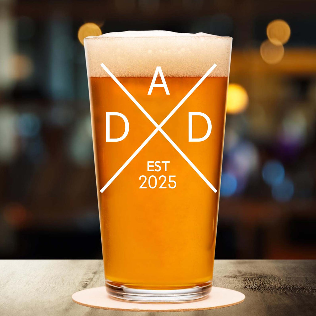 New Dad Beer Glass With EST Year | Custom First Time Dad Gift | Personalized Beer Glass for Father’s Day, Established Daddy Drinkware 682258