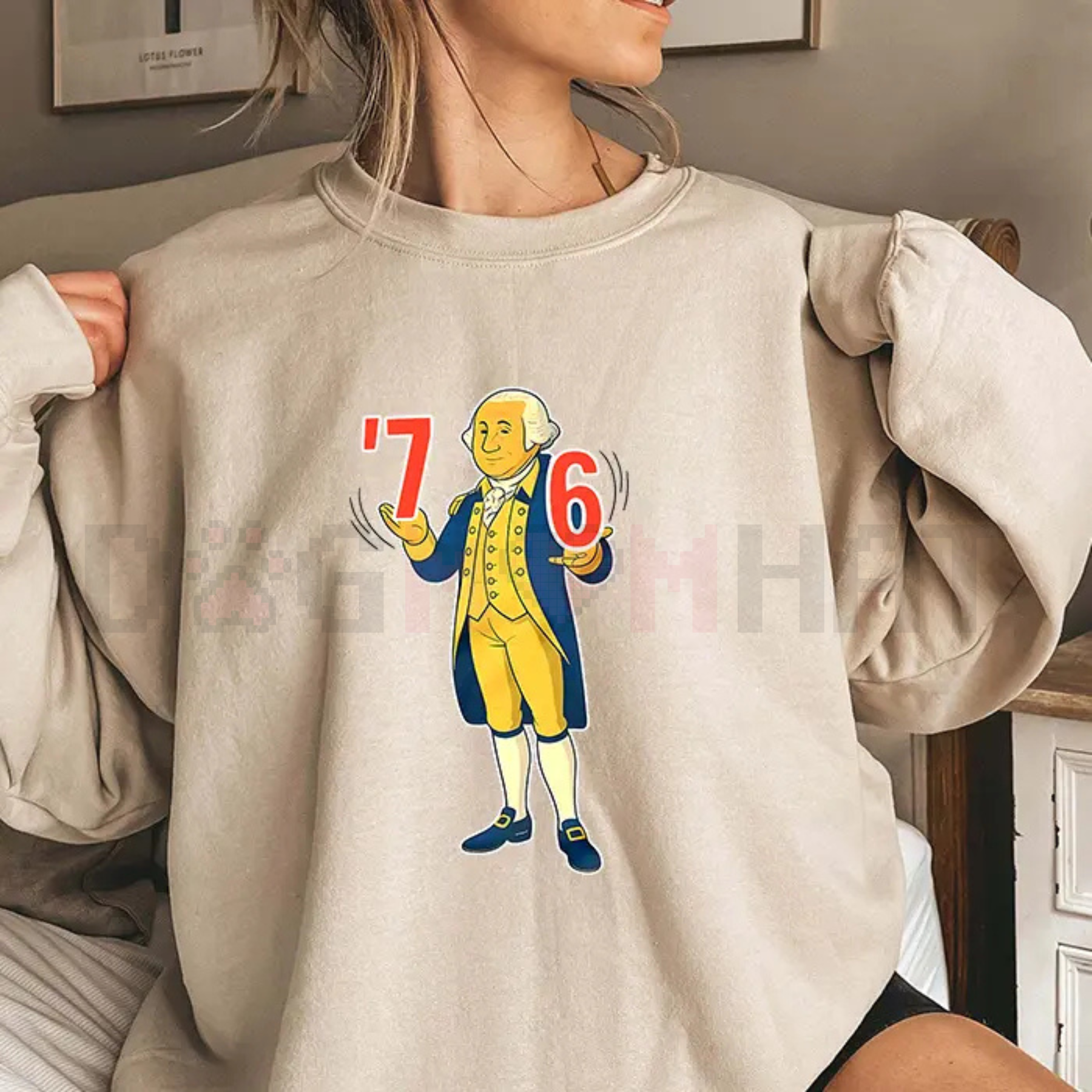 6-7 7-6 George Washington Sweatshirt – Funny History Tennis Score Parody, Unisex Vintage Pullover