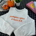Pumpkin Spice & Freedom Embroidered Sweatshirt – Support Immigrant Families Crewneck