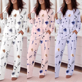 ChicMe Women's Floral Print Round Neck Long Sleeve Top and Casual Floral Pants Sets With Pockets