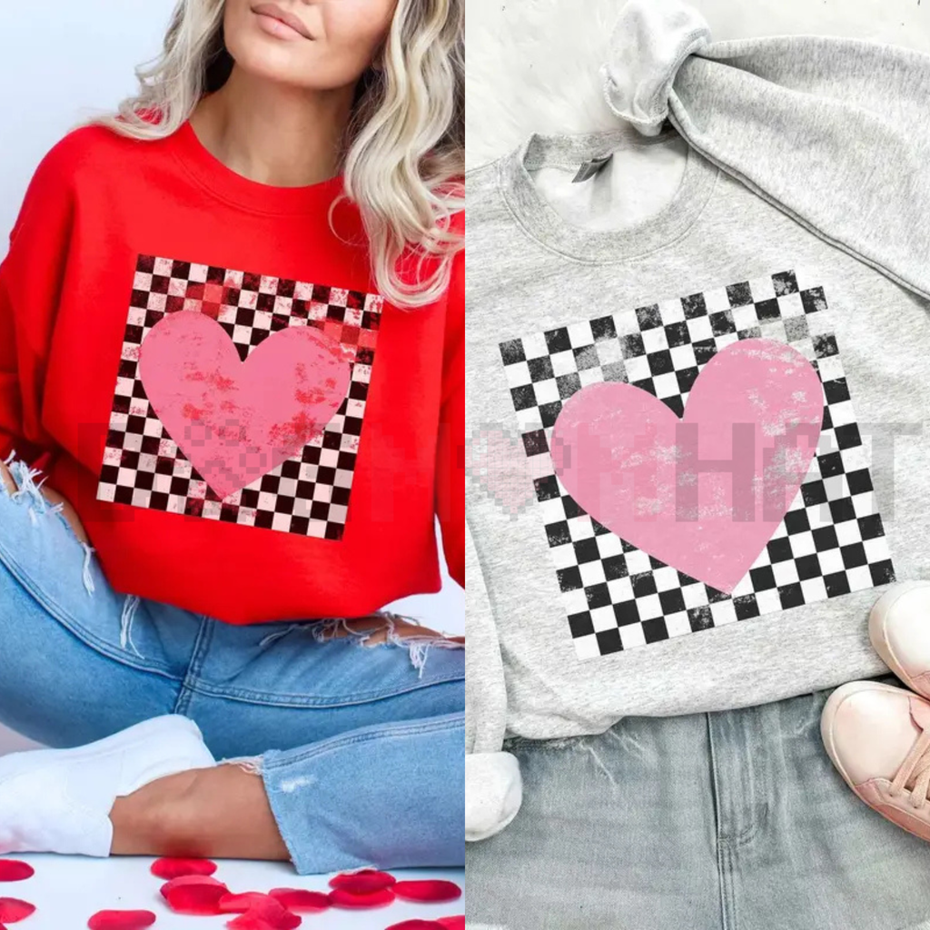 Retro Checkered Heart Sweatshirt