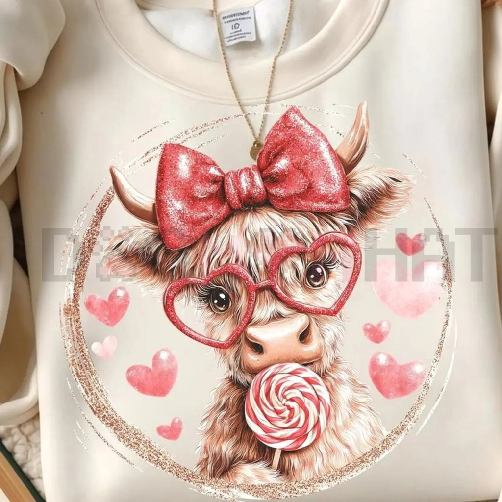 Retro Valentine Highland Cow Sweatshirt