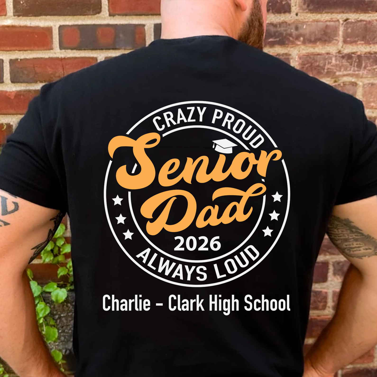 Crazy Proud Senior Dad 2026 - Senior Mom 2026 - Personalized Custom Graduation Backside Shirt C634