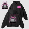 Peterbilt Pink Semi Truck 2side Hoodie – Vintage Orange Linework Semi Graphic