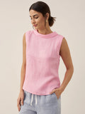 100% Linen Draped Collar Tank Top JACQUELINE