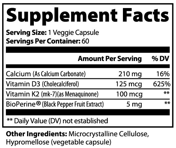 Bone and Heart Support with Vitamin K2 & D3 - 60 Capsules