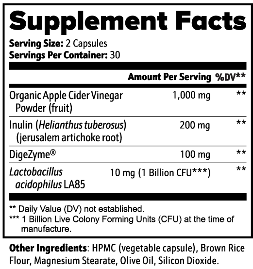 Apple Cider Vinegar Capsules for Weight Loss | ACV Pills with Probiotics & Enzymes | 60ct