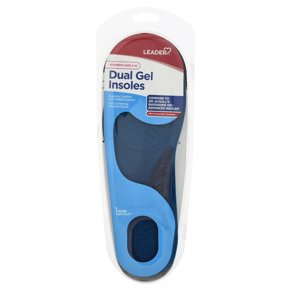 Leader, Insoles, Dual Gel, Women's Size 6-10