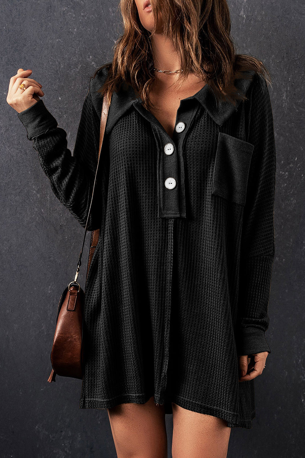 Nina Waffle Knit Long Sleeve Top