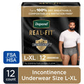Depend Real Fit  Underwear For Men Maximun Absorbency L-Xl 12Ct