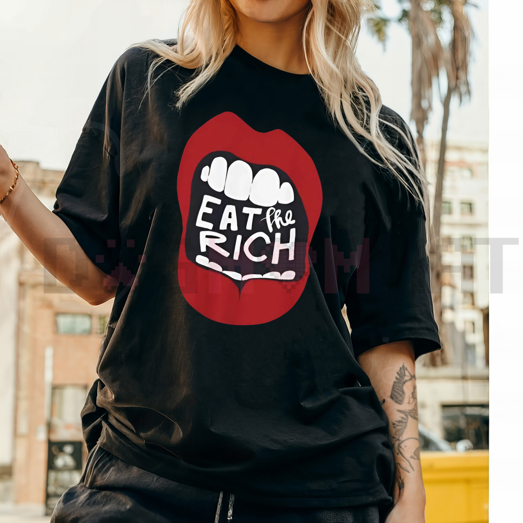 Eat The Rich Subversive Tee – Premium Minimalist Protest Shirt, Sarcastic Political Graphic T-Shirt, Urban Activist Streetwear