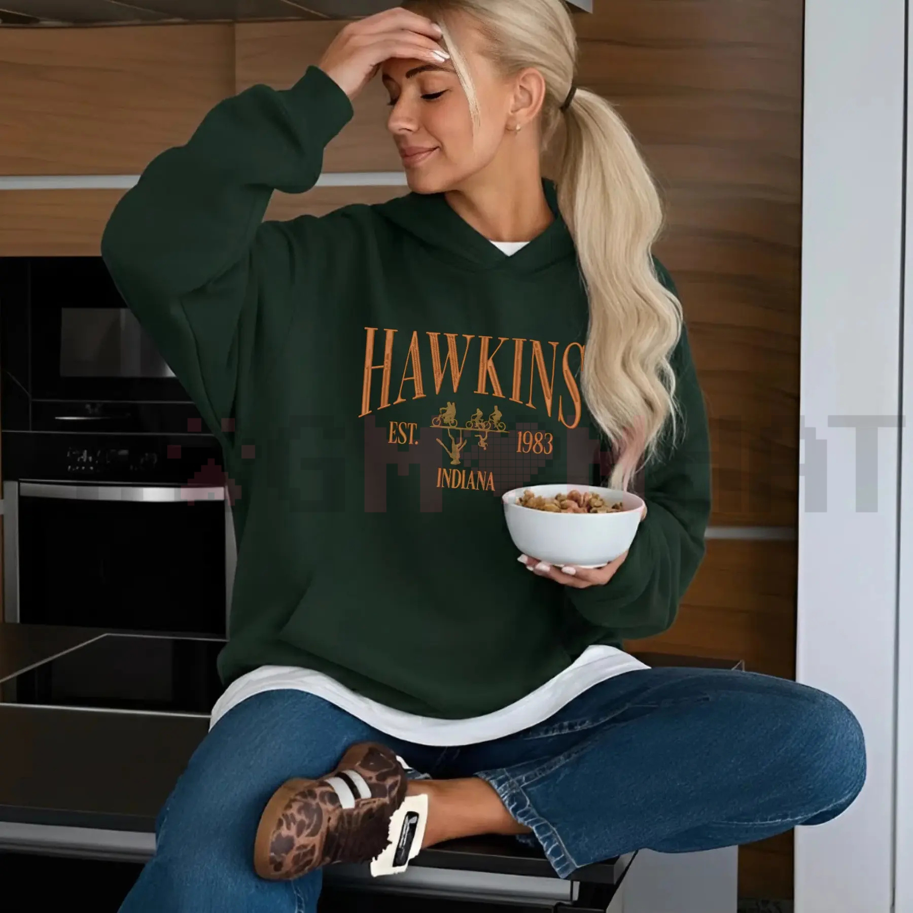 Hawkins Indiana 1983 Embroidered Unisex Hoodie