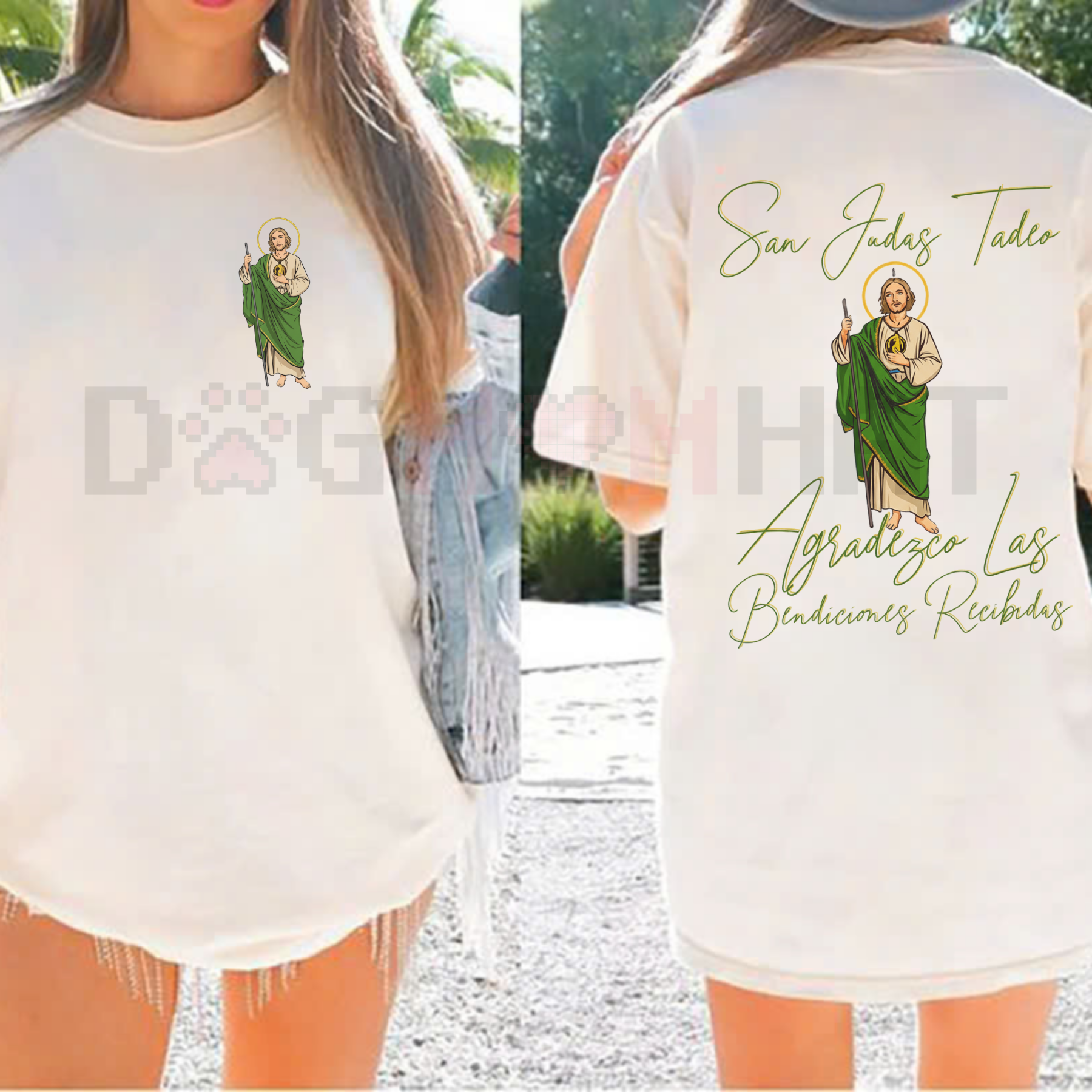 San Judas Tadeo Latino 2 Sides T-Shirt – Classic Cotton Fabric, Religious & Cultural Graphic Tee