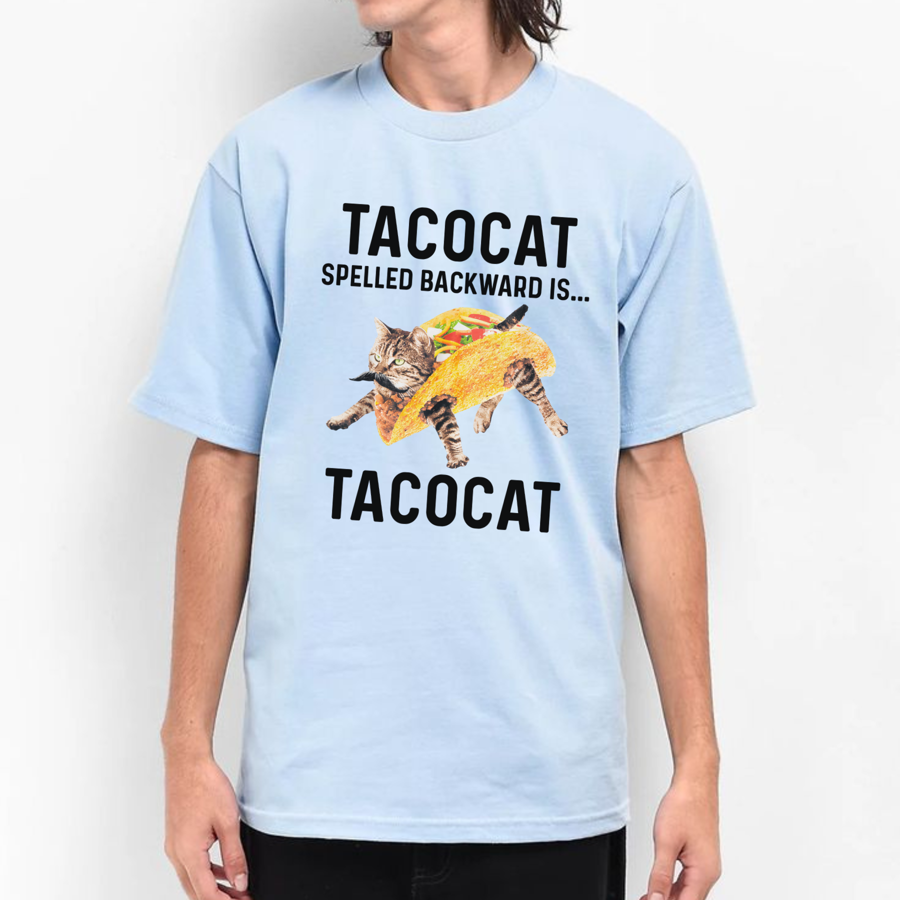 Tacocat Spelled Backward Is Tacocat Shirt – Funny Cat & Taco Palindrome Tee, Cute Gift for Cat Lovers and Food Fans