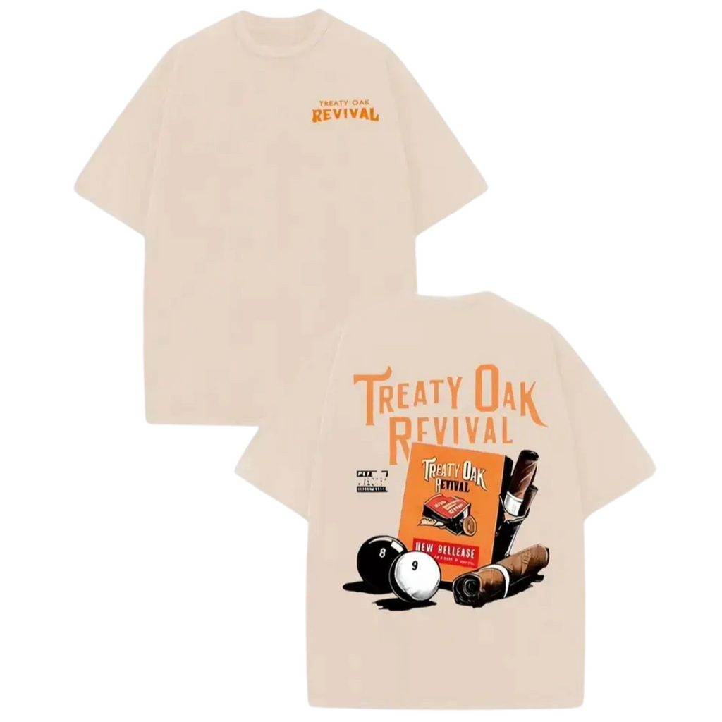 Treaty Oak Revival 230G Washed Cotton T-Shirt - Men's Casual Graphic Tee