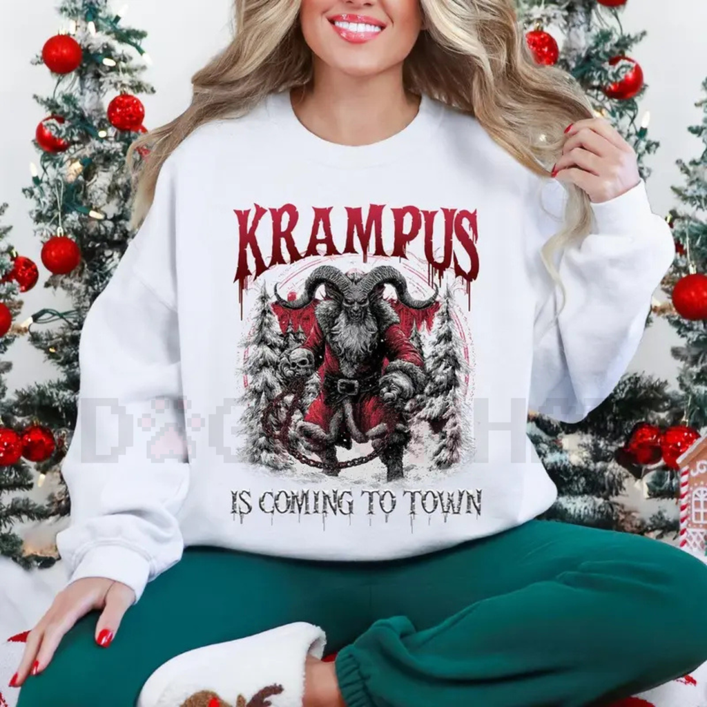 Krampus Is Coming To Town Sweatshirt – Gothic Christmas Shirt