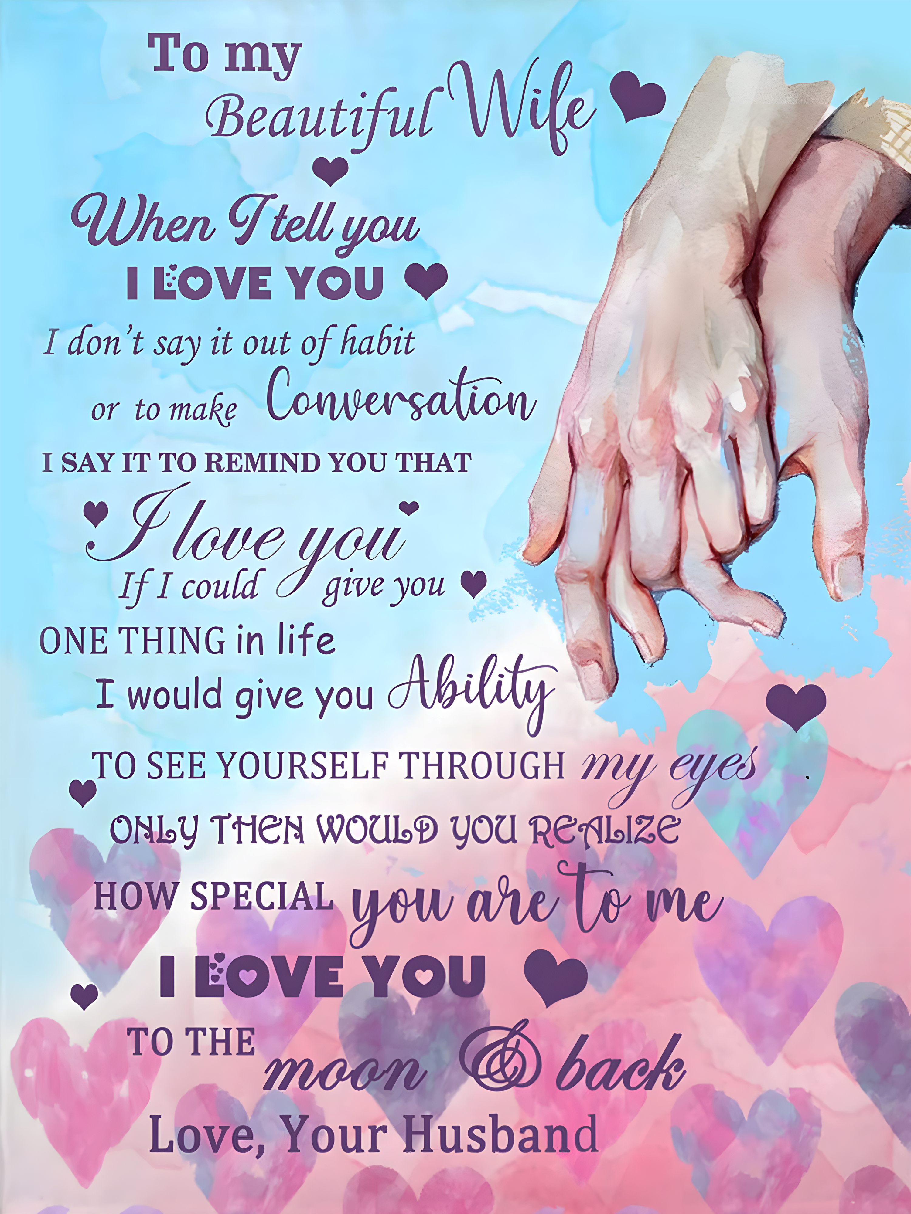 To My Beautiful Wife Blanket – The Perfect Gift From Your Husband (SKU26B-0195)