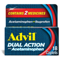 Advil Caplets Dual Action With Acetaminophen Pain Reliever 18 ct