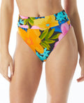 Sundazed Cora Floral-Print High-Waist Bikini Bottoms, Size Small