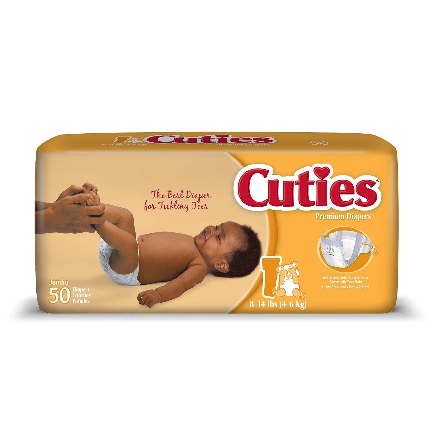 First Quality Cuties® Baby Diapers – Size 1 (8-14 lbs / 4-6 kg), 50 Count