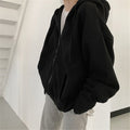 Women's Fashionable Zippered Plus-Size Hooded Jacket