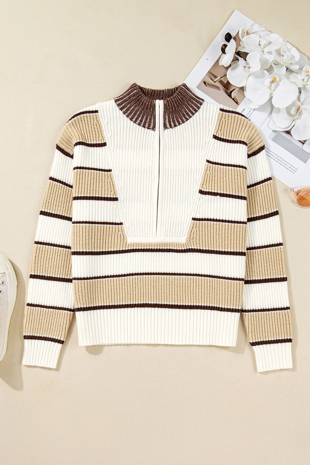 Gloria Zip Drop Shoulder Sweater